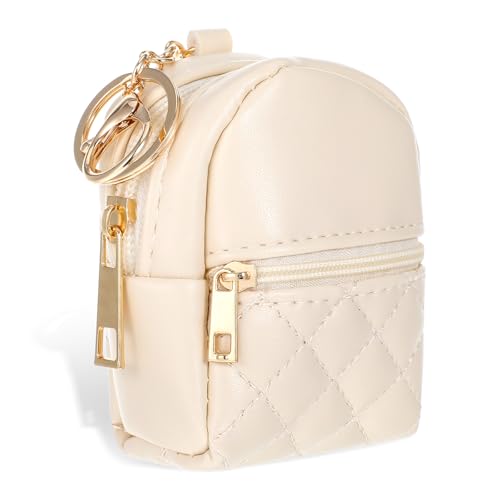 Mini Keychain Backpack for Women - PU Leather Cosmetic Bag