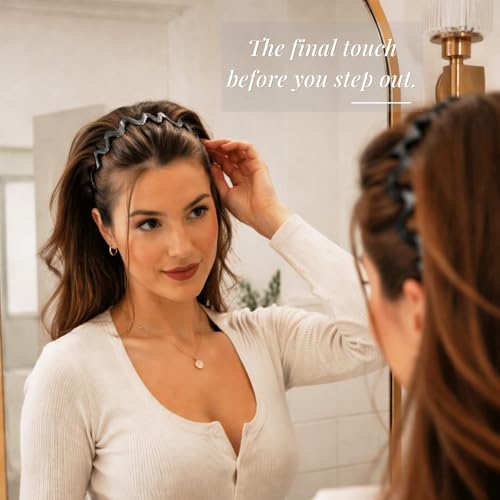 Dresyu 2-Pack Glossy Black U-Shape Zigzag Hair Combs Headbands for Women Men