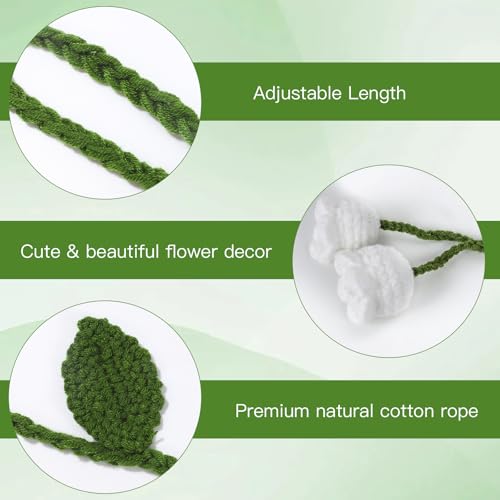 Boho Flower Curtain Tiebacks - 2 Pack No-Drill Holdbacks for Nursery & Bedroom