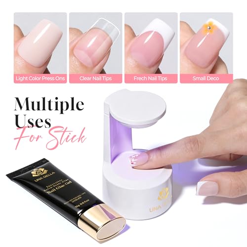 UNA GELLA Solid Nail Glue Gel 15ml Lamp Curing Needed Solid Soak Off U V/LED Lamp Required Super Strong Glue for Fake Acrylic Soft Gel Nail Tips Press On Nails Art Extension