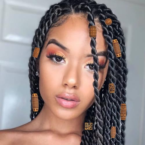 50PCS Wooden Hair Beads for Braids & Locs - Dreadlock Accessories & DIY Hair Cuffs