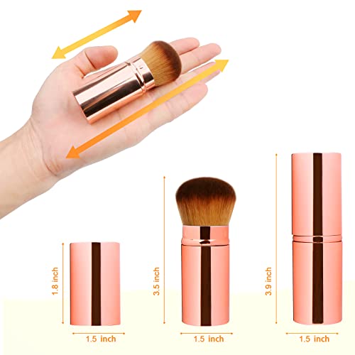 Gold UNIMEIX Retractable Makeup Brush Kabuki Blush Foundation Tool for Liquid & Powder