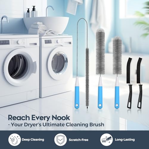 5-Piece Dryer Vent Cleaner Kit - Lint & Crevice Brush Set