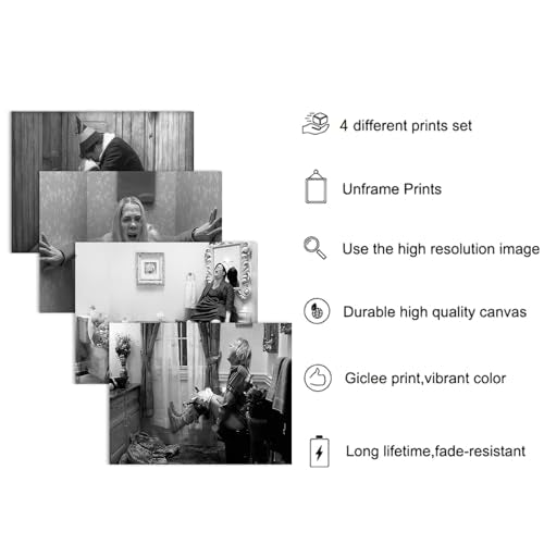 Funny Bathroom Wall Art Set of 4 - Black & White Vintage Prints
