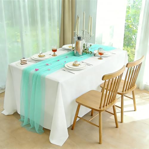 Glitter Tulle Table Runner 10FT - Tiffany Blue - 2pcs for Weddings & Events