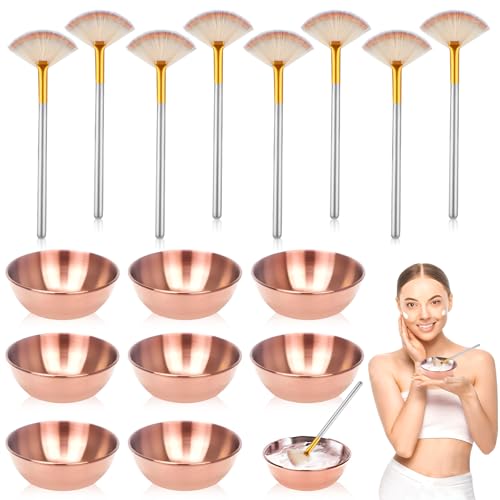 Rose Gold Esthetician Supplies Set - 16 Pcs Facial Brushes & Bowls