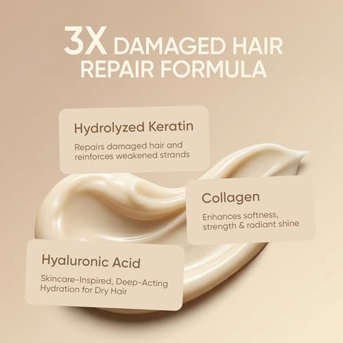 SUNATORIA Keratin Hair Mask - Deep Repair for Dry, Damaged Hair - Hydrolyzed Keratin, Hyaluronic Acid, Argan Oil and Collagen - Sulfate-Free, Paraben-Free| 8.5 fl oz