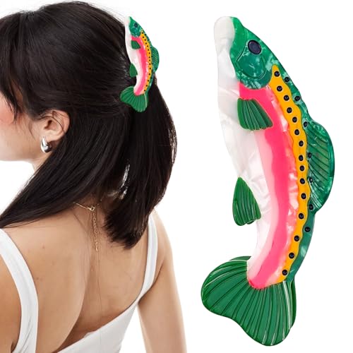 Arvintas Salmon Hair Claw Clip - Non Slip Acetate Hair Barrettes for Women & Girls - Pack of 1