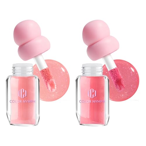 Color Nymph Frosted Rose 3D Lip Plumper Set - High Shine Hydrating Gloss, Non-Sticky Moisturizer, 2 Pack