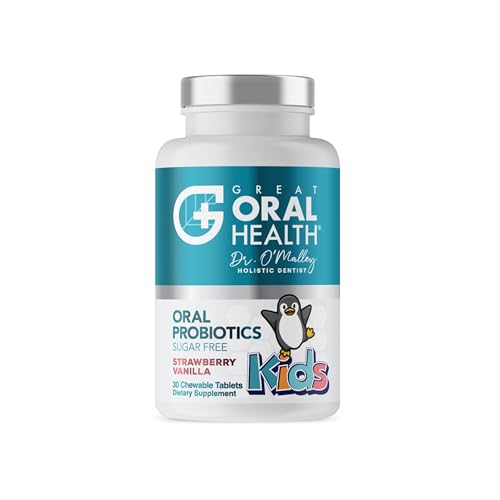 Kids Oral Probiotics for Bad Breath & Cavity Prevention - 30 Chewable Tablets, Strawberry Vanilla