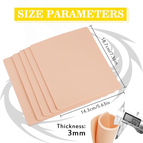 Romlon 10pcs 3MM Tattoo Practice Skin - Double-Sided Fake Skin 7.4x5.6"