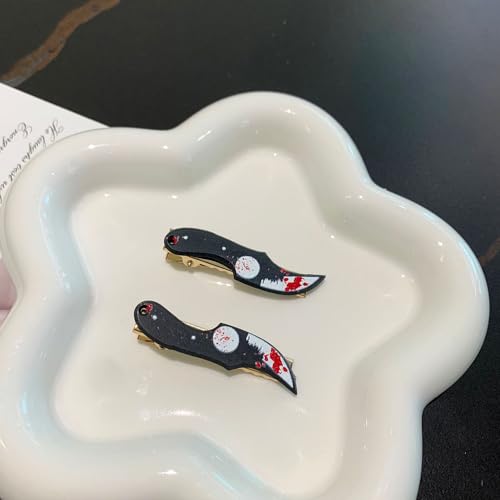 5 Mini Knife Hair Clips - Unique Halloween Barrettes for Parties