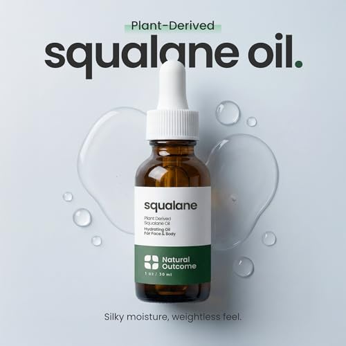 Natural Outcome Squalane Oil - 100% Plant-Derived Moisturizer for Face, Body, Hair & Lips - 1 oz