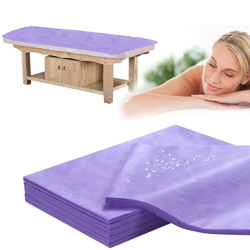 50 pcs Disposable Waterproof Massage Table Sheets 31x71 Purple - Soft Non Woven Fabric, SPA & Beauty Bed Cover, Travel