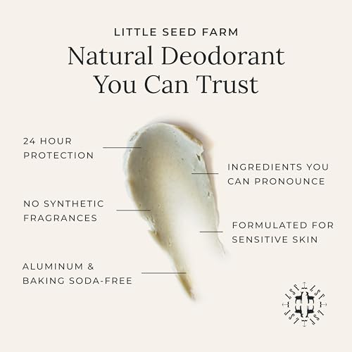 Little Seed Farm Natural Deodorant Cream with Activated Charcoal - Aluminum & Baking Soda Free, 2.4 oz