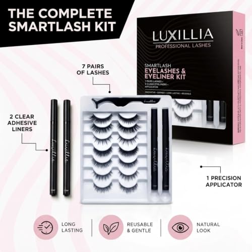 Luxillia Pre-Glu Self-Adhesive Lash Clusters Kit - 10 Sets, 7 Pairs, No Glue
