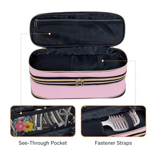 UOZL Pink Hair Dryer & Curling Iron Travel Case - Dual-Layer Organizer