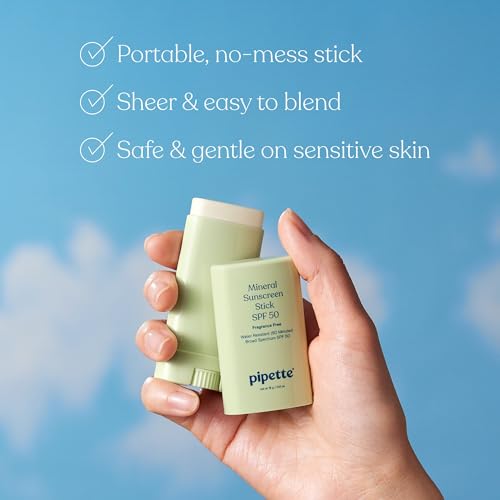 Pipette Baby Mineral Sunscreen Stick SPF 50 0.6 oz - Travel & Sensitive Skin Safe