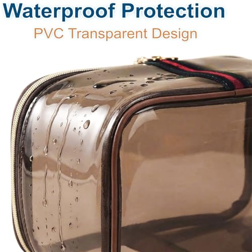 Large Clear Waterproof Retro Vanity Bag – Transparent Cosmetic Organizer