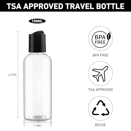 Wowang C-20Clear 20 Pack Travel Bottles 3.4oz TSA Approved Leak-Proof Containers