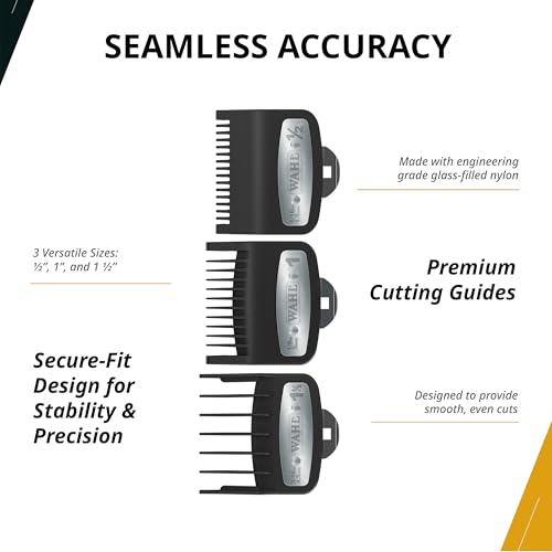 Wahl Professional Clipper Guard Set - 3 Premium Attachments, Model 03354-5001