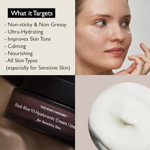 HARUHARU Black Rice 10 Hyaluronic Cream - Deep Hydration Moisturizer, 1.6 fl. oz, Vegan & Cruelty-Free for Sensitive Skin