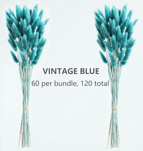 120 PCS Dried Pampas Grass Decor - 17-Inch Bunny Tails for Boho Weddings