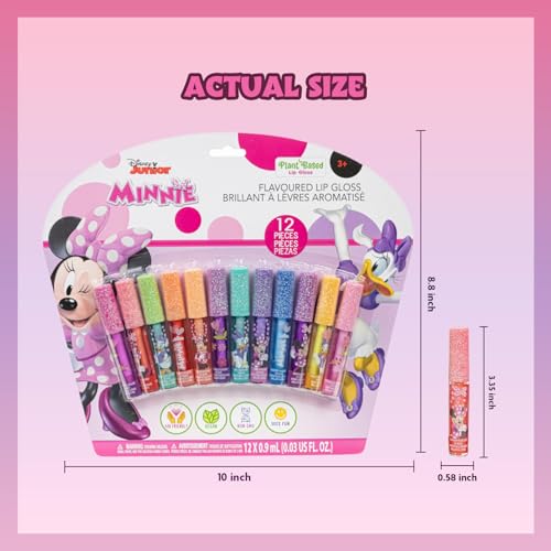 Minnie Mouse Lip Gloss Set - 12-Piece Kids Makeup, Fruity Flavors