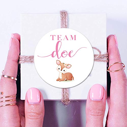 Deer Gender Reveal Stickers Set - 40 Adhesive Labels for Baby Showers