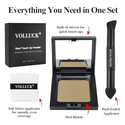 VOLLUCK Medium Blonde Root Touch Up Powder - 0.42 Ounce for All Hair Types