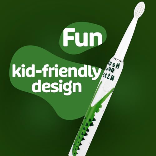 Practicon SmileGoods SoniPal Alligator Sonic Kids Toothbrush - Rechargeable Electric Toothbrush with 3 Modes & 4 Brush Heads