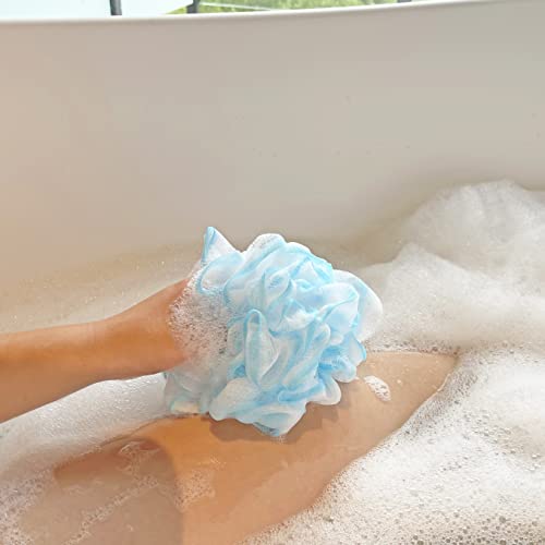 3 Pack Bath Loofah Sponges for Body Wash - Durable Exfoliating Shower Balls, 75g each, Multiple Colors
