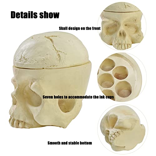 Sotica Skull Tattoo Ink Cup Holder - 7-Hole Resin Pigment Stand