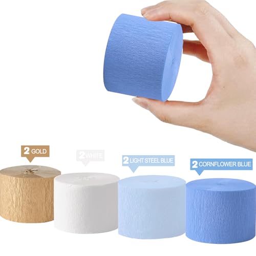 Blue Crepe Paper Streamers - 8 Rolls for Party Decorations