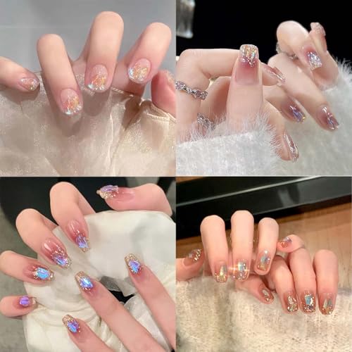 400 Pcs Aurora Nail Art Charms - Iridescent Resin Rhinestones