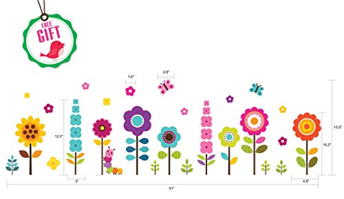 Flower Wall Stickers for Kids - Removable Floral Decals for Girls Room