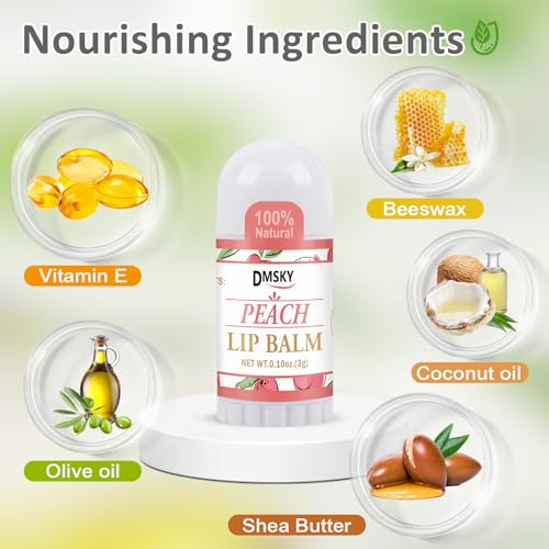 Dmsky Mini Lip Balm Set - 20 Pack with Vitamin E & Coconut Oil