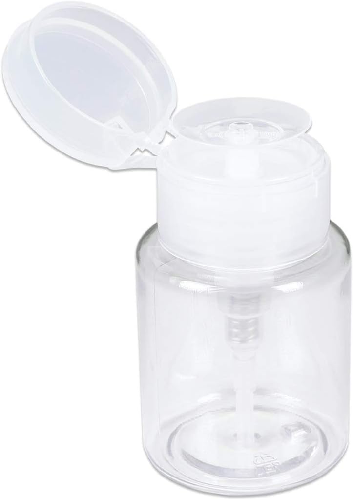 Clear Push Down Pump Dispenser - 3oz Refillable Empty Bottle | Lockable Travel Cosmetic Packaging for Nail Polish