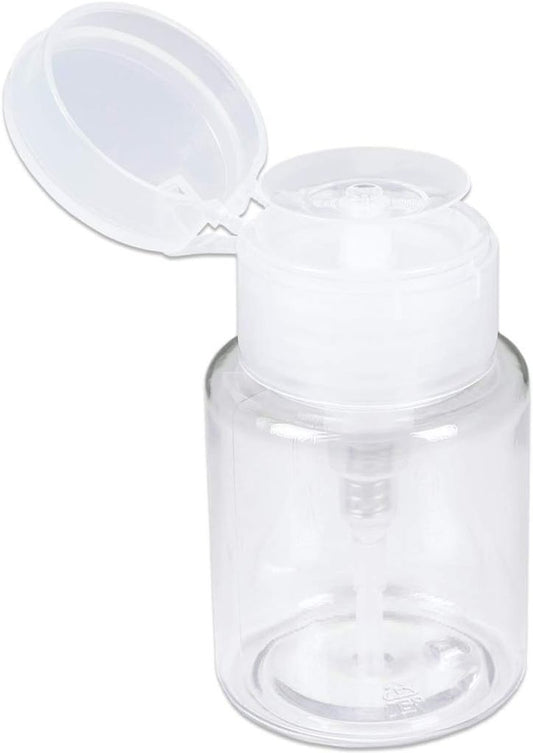 Clear Push Down Pump Dispenser - 3oz Refillable Empty Bottle | Lockable Travel Cosmetic Packaging for Nail Polish