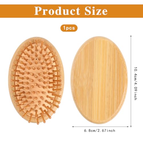 Portable Bamboo Hair Brush - Anti-Static Scalp Massage Comb