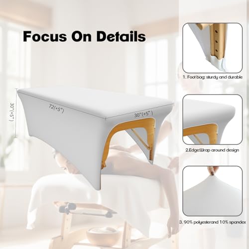 KIDOACOW White Massage Table Cover with Leg Cut-Out for 6FT Beds