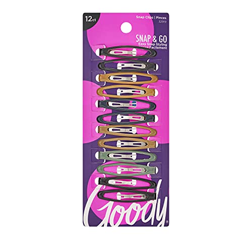 Goody Snap & Go Epoxy Contour Hair Clips - 12 Assorted Colors