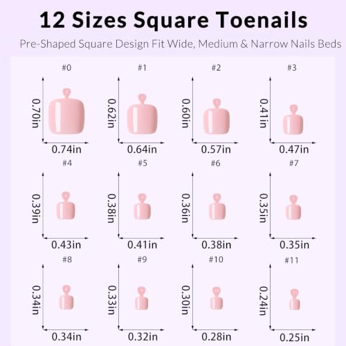 AddFavor Baby Pink Press-On Toenails Kit with 240 Fake Nails & Accessories
