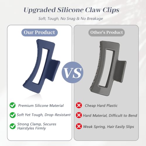 Auseibeely Silicone Cloud Claw Clips for Women, 4.1'' Large Hairpins, Variation C