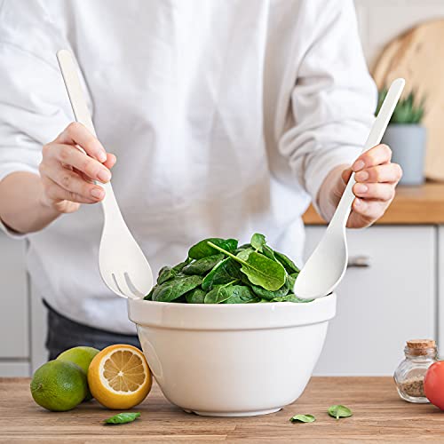 Lekoch Plant-Based Salad Serving Set - Reusable Fork & Spoon, Microwave & Dishwasher Safe
