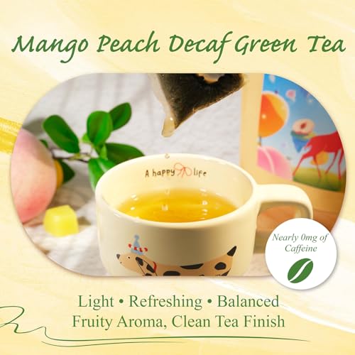WT WEETEE Decaf Green Tea Bags with Mango & Peach - 50 Count