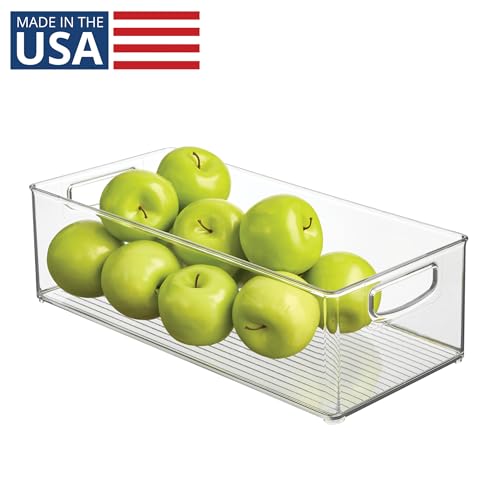 iDesign Stackable Clear Storage Bin - Kitchen Organizer with Handles