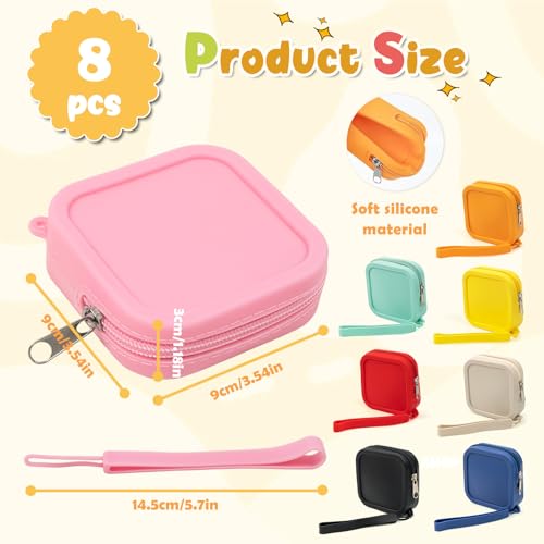 8PCS Silicone Coin Purse Set - Waterproof Travel Zipper Pouches for Jewelry, Accessories & Mini Toiletries