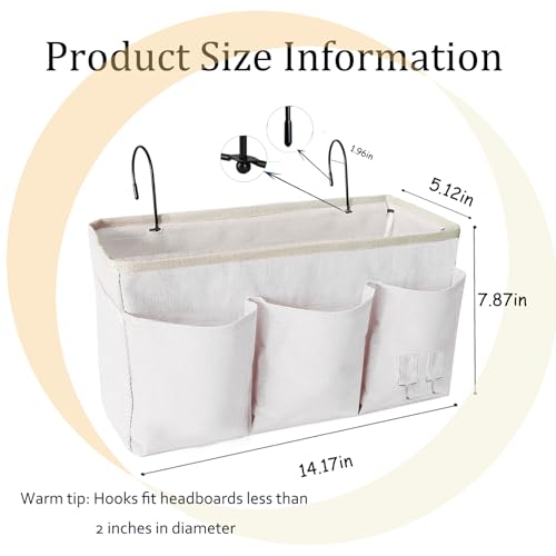 Bedside Caddy Organizer for Bunk & Hospital Beds - White