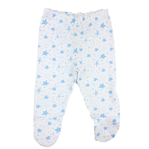 123 Bear 100% Cotton Baby Pants Leggings Footies 4-Pack Newborn Blue-Navy